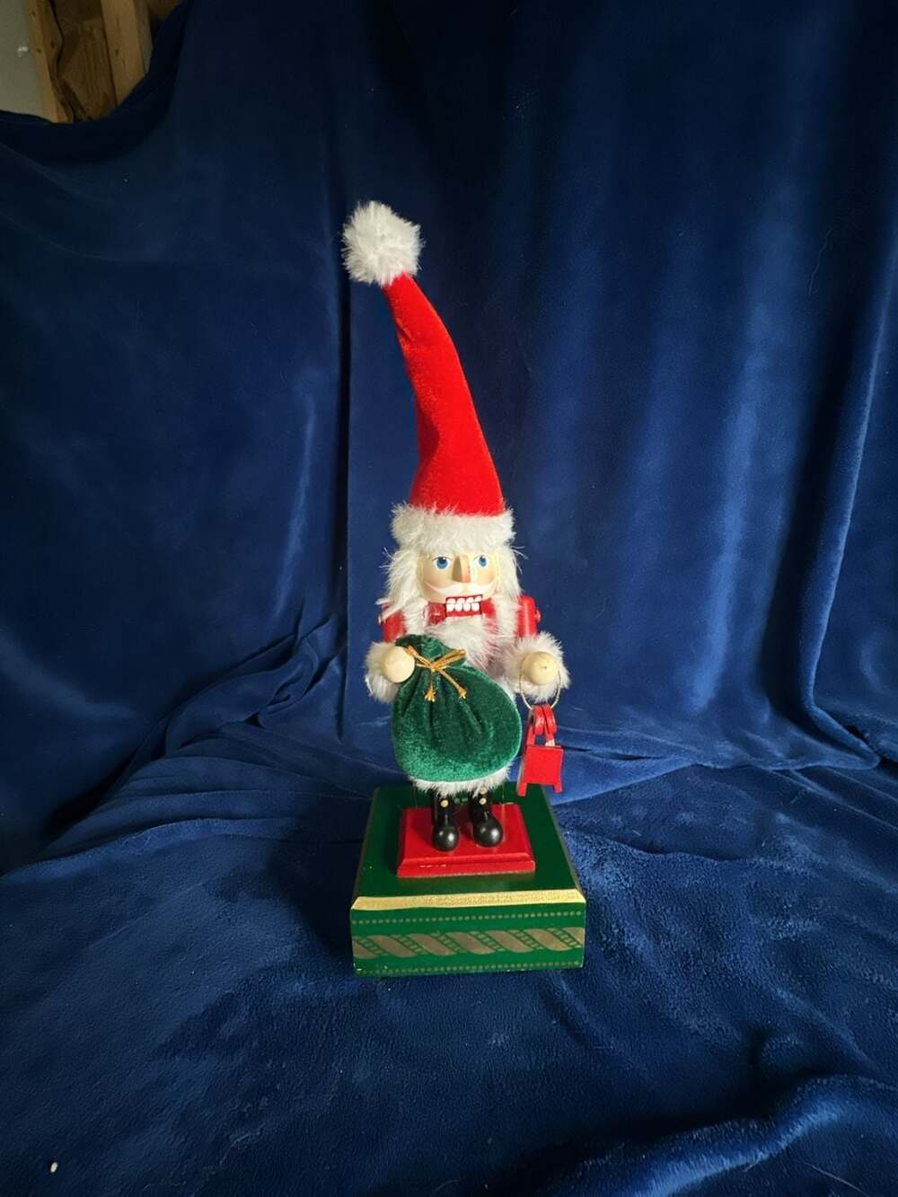 Vintage Musical Santa Claus Nutcracker Wood Figurine